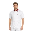 Bluza kucharska biała krótki rękaw wstawki bordowe roz.3XL – bluza kucharska – odzież gastronomiczna